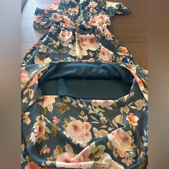 Floral Maxi V-Neck Dress Women’s Club Soda Size XL Puff Sleeve Boho Romantic - Picture 4 of 9